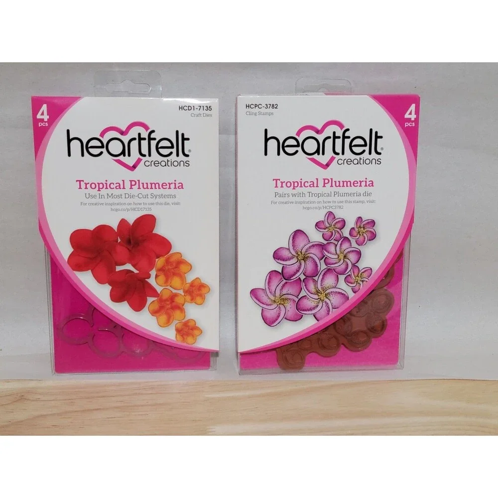 Heartfelt Creations Tropical Plumeria Craft Dies & Cling Stamps / Scrapbook